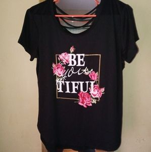 Black Shirt with Flowers